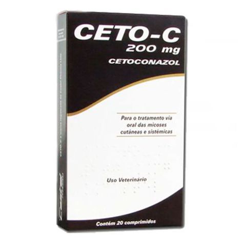 Antimicótico Ceto-C 200mg para Cães e Gatos - 20 comprimidos