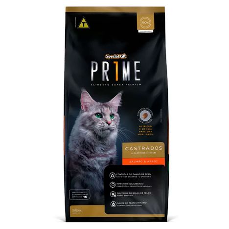 Ração Special Cat Prime Salmão e Arroz para Gatos Adultos Castrados 3KG