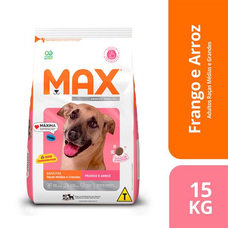 Ração Max Premium Especial Cães Adultos Raças Médias e Grandes - Frango e Arroz 15 Kg