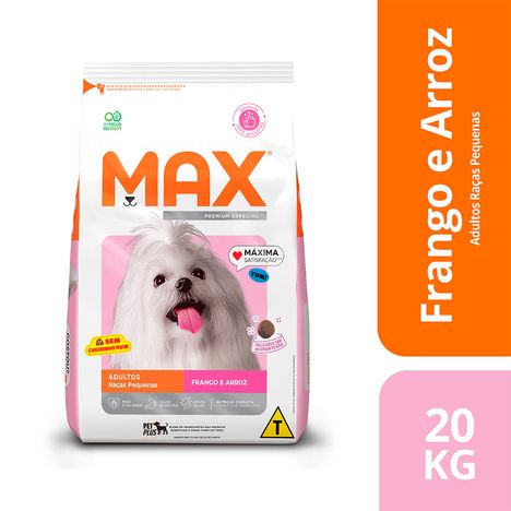 Ração Max Premium Especial Cães Adultos de Raças Pequenas Frango e Arroz 20 Kg