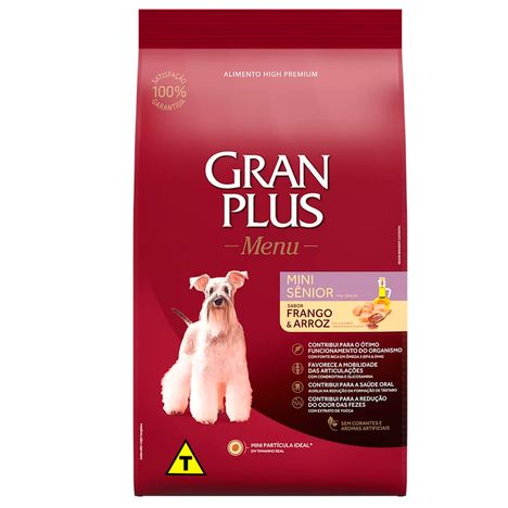 Ração GranPlus Menu Para Cães Sênior de Porte Mini Sabor Frango e Arroz 3kg