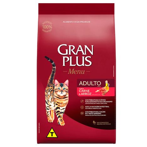 Ração GranPlus para Gatos Adultos sabor Carne e Arroz 10,1kg