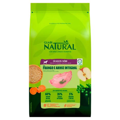 Ração Guabi Natural para Cães Adultos de Raças Médias sabor Frango & Arroz Integral 12 kg Ração Guabi Natural para Cães Adultos de Raças Médias sabor Frango & Arroz Integral 12 kg