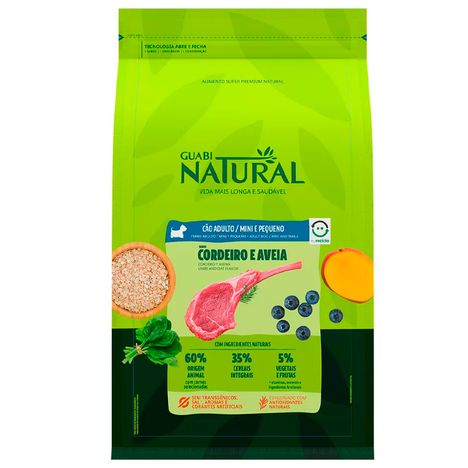 Ração Guabi Natural para Cães Adultos de Porte Mini e Pequeno Sabor Cordeiro e Aveia 2,5 kg Ração Guabi Natural para Cães Adultos de Porte Mini e Pequeno Sabor Cordeiro e Aveia 2,5 kg