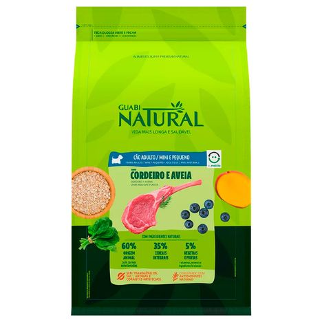 Ração Guabi Natural para Cães Adultos de Porte Mini e Pequeno Sabor Cordeiro e Aveia 10,1 kg Ração Guabi Natural para Cães Adultos de Porte Mini e Pequeno Sabor Cordeiro e Aveia 10,1 kg