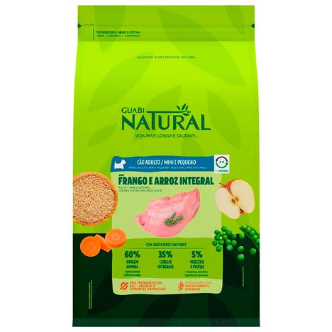 Ração Guabi Natural para Cães Adultos de Porte Mini e Pequeno Sabor Frango e Arroz Integral 1 kg Ração Guabi Natural para Cães Adultos de Porte Mini e Pequeno Sabor Frango e Arroz Integral 1 kg