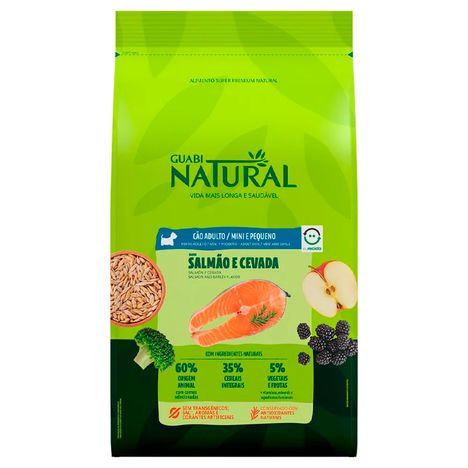 Ração Guabi Natural para Cães Adultos de Porte Mini e Pequeno Sabor Salmão e Cevada 2,5 kg Ração Guabi Natural para Cães Adultos de Porte Mini e Pequeno Sabor Salmão e Cevada 2,5 kg