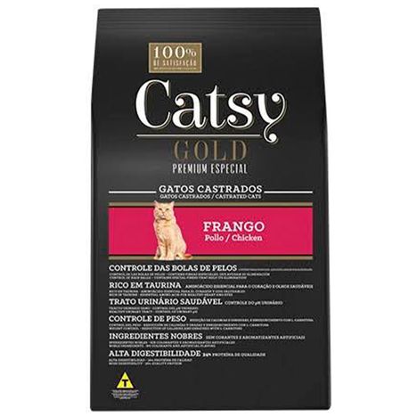 Ração Catsy Gold Premium Especial Gatos Castrados Sabor Frango 3kg