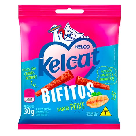 Snack Kelcat Bifitos para Gatos Adultos Sabor Peixe 30 g