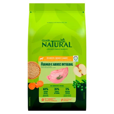 Ração Guabi Natural para Cães Adultos de Raças Grandes e Gigante Sabor Frango e Arroz Integral 20 kg Ração Guabi Natural para Cães Adultos de Raças Grandes e Gigante Sabor Frango e Arroz Integral 20 kg