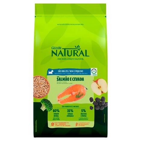 Ração Guabi Natural para Cães Adultos de Porte Mini e Pequeno Sabor Salmão e Cevada 10,1 kg Ração Guabi Natural para Cães Adultos de Porte Mini e Pequeno Sabor Salmão e Cevada 10,1 kg