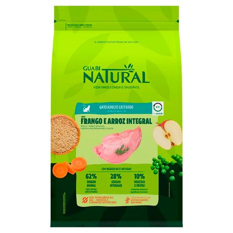 Ração Guabi Natural para Gatos Adultos Castrados Sabor Frango e Arroz Integral 1,5 Kg Ração Guabi Natural para Gatos Adultos Castrados Sabor Frango e Arroz Integral 1,5 Kg