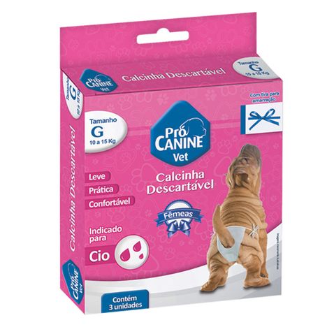 Calcinha Descartável PróCanine G Para Cães com 3 und Calcinha Descartável PróCanine G Para Cães com 3 und