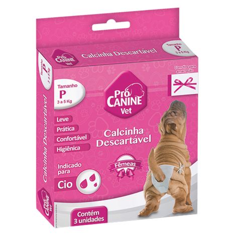Calcinha Descartável PróCanine P Para Cães com 3 und Calcinha Descartável PróCanine P Para Cães com 3 und
