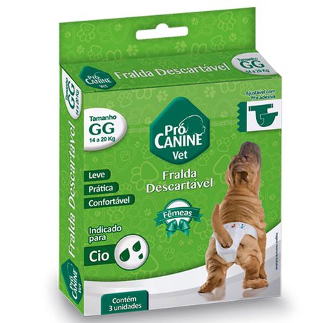 Fralda Descartável PróCanine GG Para Cães com 3 und Fralda Descartável PróCanine GG Para Cães com 3 und
