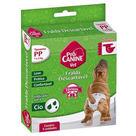 Fralda Descartável PróCanine PP Para Cães com 3 und Fralda Descartável PróCanine PP Para Cães com 3 und