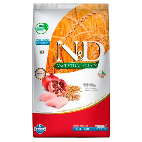 Ração Farmina N&D Ancestral grain Para Gatos Castrados Sabor Frango e Romã 1,5 kg Ração Farmina N&D Ancestral grain Para Gatos Castrados Sabor Frango e Romã 1,5 kg