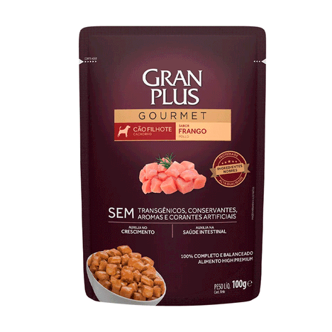 Ração Úmida GranPlus Gourmet Sachê para Cães Filhotes Sabor Frango - 100g Ração Úmida GranPlus Gourmet Sachê para Cães Filhotes Sabor Frango - 100g