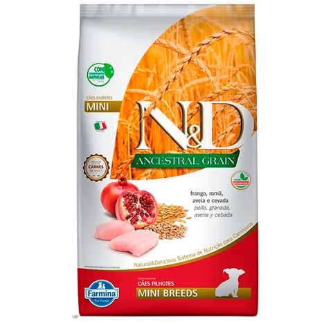 Ração Farmina N&D Ancestral Grain para Cães Filhotes de Raças Pequenas Sabor Frango e Romã 800g Ração Farmina N&D Ancestral Grain para Cães Filhotes de Raças Pequenas Sabor Frango e Romã 800g