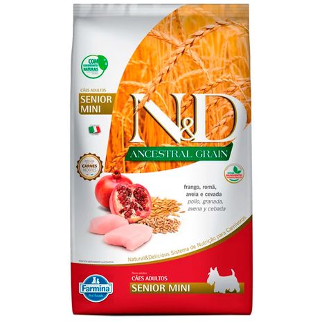 Ração Farmina N&D Ancestral Grain para Cães Sênior de porte Mini sabor Frango e Romã 800g Ração Farmina N&D Ancestral Grain para Cães Sênior de porte Mini sabor Frango e Romã 800g
