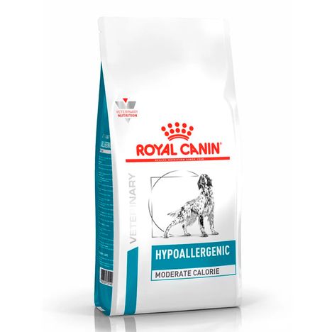 Ração Royal Canin Veterinary Hypoallergenic Moderate Calorie para Cães Adultos com Sensibilidades Alimentares 2Kg