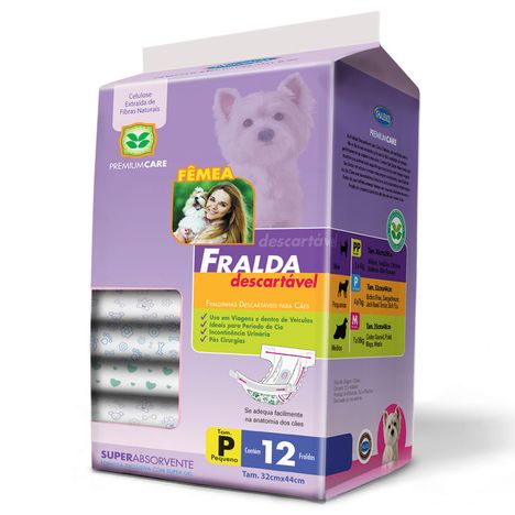 Fralda Descartável Chalesco Para Cães Fêmeas - P Fralda Descartável Chalesco Para Cães Fêmeas - P
