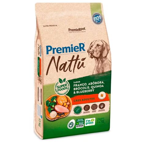 Ração Premier Nattu para Cães Adultos Sabor Abóbora 12kg