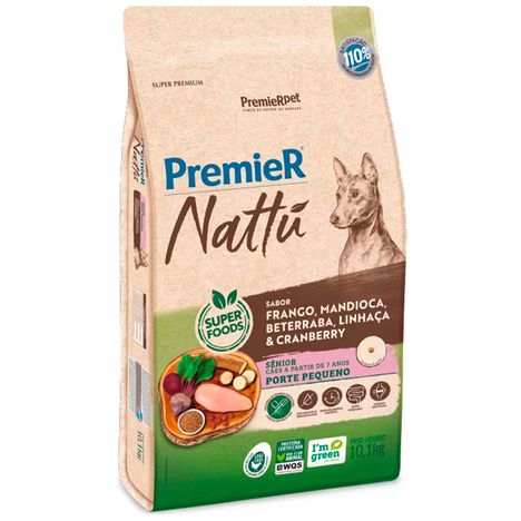Ração Premier Nattu para Cães Sênior de Porte Pequeno Sabor Mandioca 10,1 kg Ração Premier Nattu para Cães Sênior de Porte Pequeno Sabor Mandioca 10,1 kg