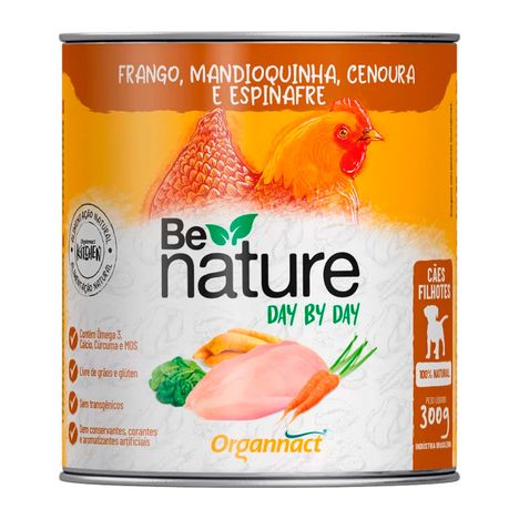 Alimento Natural Organnact Be Nature Day By Day para Cães Filhotes Sabor Frango, Mandioquinha, Cenoura e Espinafre 300 g