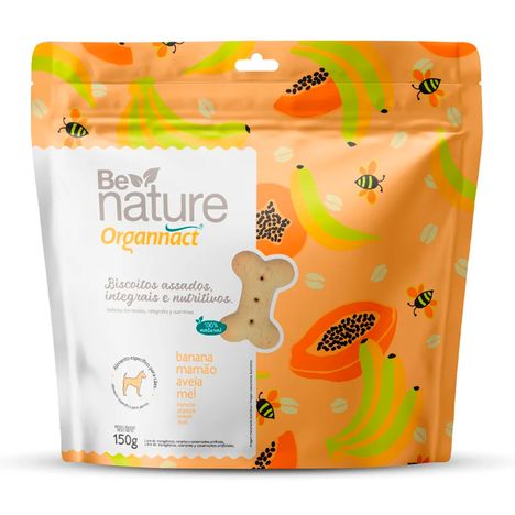 Biscoito Organnact Be Nature para Cães Sabor Banana, Mamão, Aveia e Mel 150 g Biscoito Organnact Be Nature para Cães Sabor Banana, Mamão, Aveia e Mel 150 g
