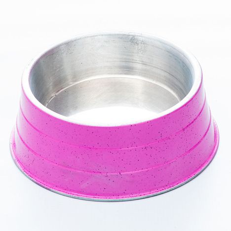 Comedouro de Alumínio Pesado Pequeno Rosa - Nf Pet