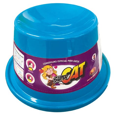 Comedouro Plástico para Gato Super Cat Azul- 200Ml Comedouro Plástico para Gato Super Cat Azul- 200Ml