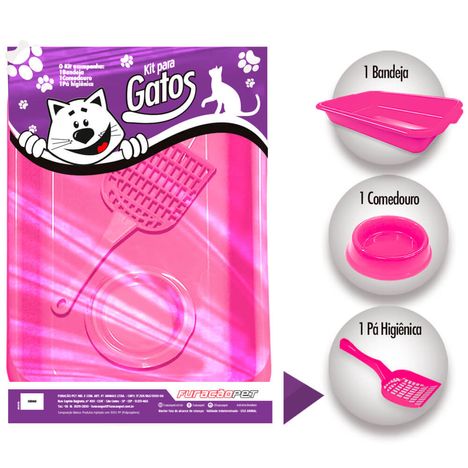 Kit Caixa de Areia Joy Furão Pet para Gatos Rosa - 3 Peças Kit Caixa de Areia Joy Furão Pet para Gatos Rosa - 3 Peças