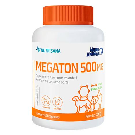 Suplemento Nutrisana Megaton para Cães e Gatos 500mg  60Caps.