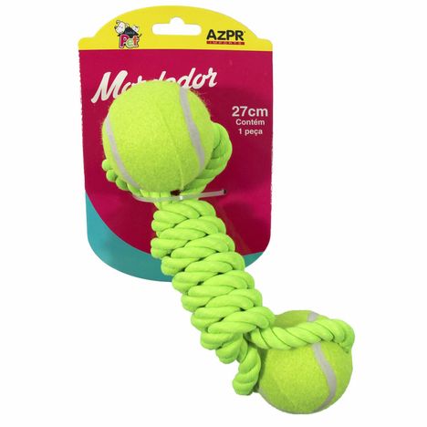 Brinquedo para Cachorros Corda com 2 Bolas de Tênis 27cm