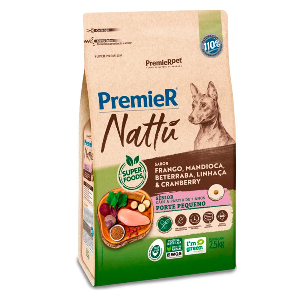 Ração Premier Nattu para Cães Sênior de Porte Pequeno Sabor