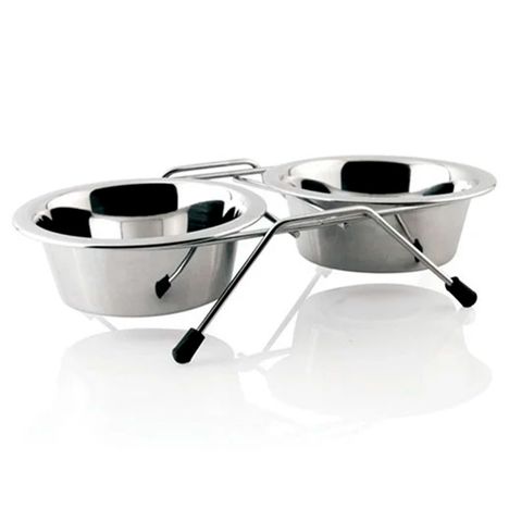 Comedouro Para Cães Duplo Inox Tamanho 04 - Chalesco Comedouro Para Cães Duplo Inox Tamanho 04 - Chalesco