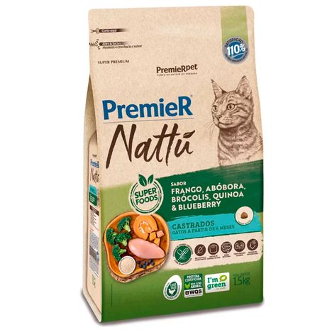 Ração Premier Nattu para Gatos Adultos Castrados Sabor Abóbora 1,5 kg Ração Premier Nattu para Gatos Adultos Castrados Sabor Abóbora 1,5 kg