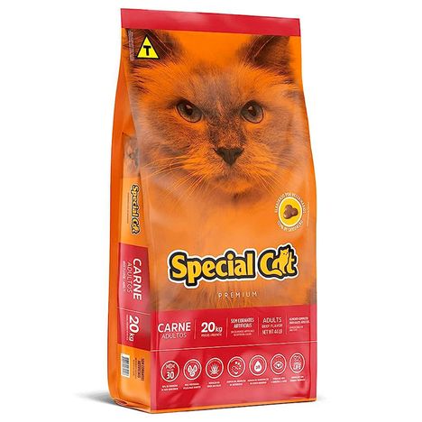 Ração Premium Special Cat para Gatos Adultos Sabor Carne - 20Kg