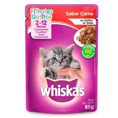 Ração Úmida Whiskas Sachê para Gatos Filhotes Sabor Carne ao Molho 85g
