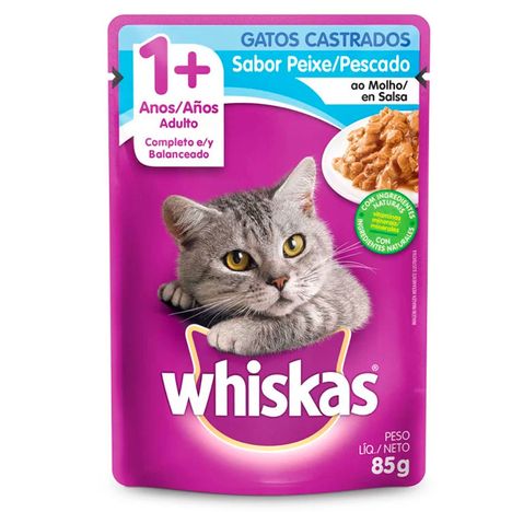 Ração Úmida Whiskas Sachê Peixe ao Molho para Gatos Adultos Castrados 85 g