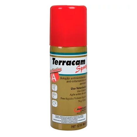 Terracam Spray Antibiótico Anti-inflamatório para Cães e Gatos 125 ml
