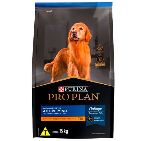 Ração Pro Plan Active Mind para Cães Adultos Todos os Tamanhos 7+ Sabor Frango 15kg