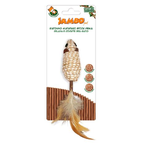 Brinquedo Ratinho Matatabi Stick Com Pena - Jambo Brinquedo Ratinho Matatabi Stick Com Pena - Jambo