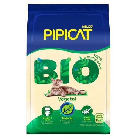 Granulado Sanitário Pipicat Bio Vegetal para Gatos 1,8kg