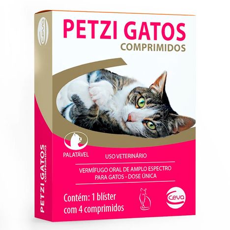 Vermífugo Petzi Gatos - 4 comprimidos
