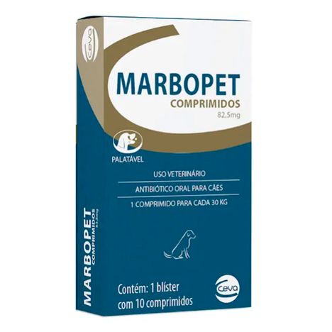 Antibiótico Marbopet para Cães com 10 Comprimidos de 82,5 mg Antibiótico Marbopet para Cães com 10 Comprimidos de 82,5 mg