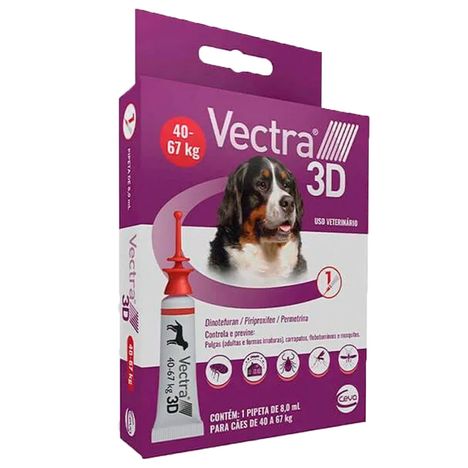 Vectra 3D Cães 40 a 67kg Antipulgas e Carrapatos Ceva Vectra 3D Cães 40 a 67kg Antipulgas e Carrapatos Ceva