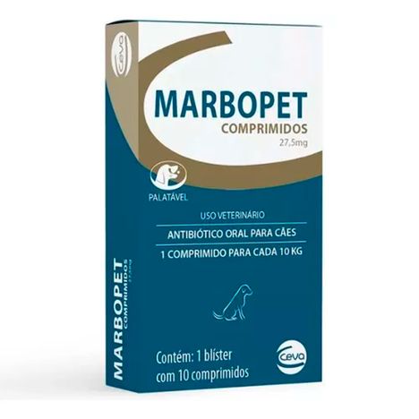 Antibiótico Marbopet para Cães com 10 Comprimidos de 27,5 mg Antibiótico Marbopet para Cães com 10 Comprimidos de 27,5 mg