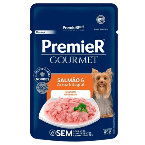 Ração Úmida Premier Gourmet Para Cães Sabor Salmão e Arroz Integral 85 g
